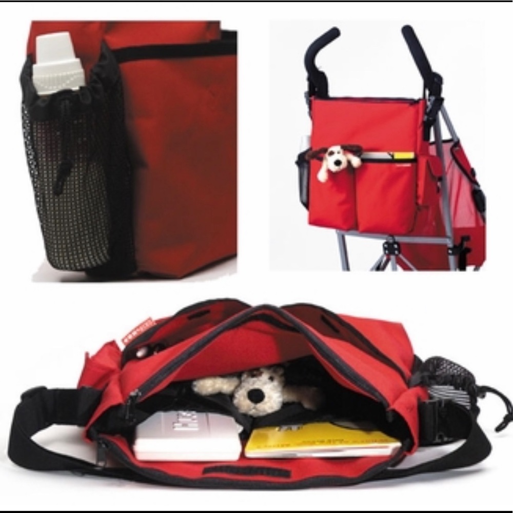 SkipHop Red Diaper Bag with pockets